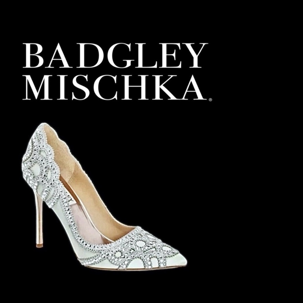 Badgley Mischka Glittering Cream & Silver Heels